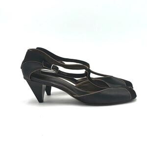 MARNI Satin Peep-Toe Pumps Architectural Heel Size 9W